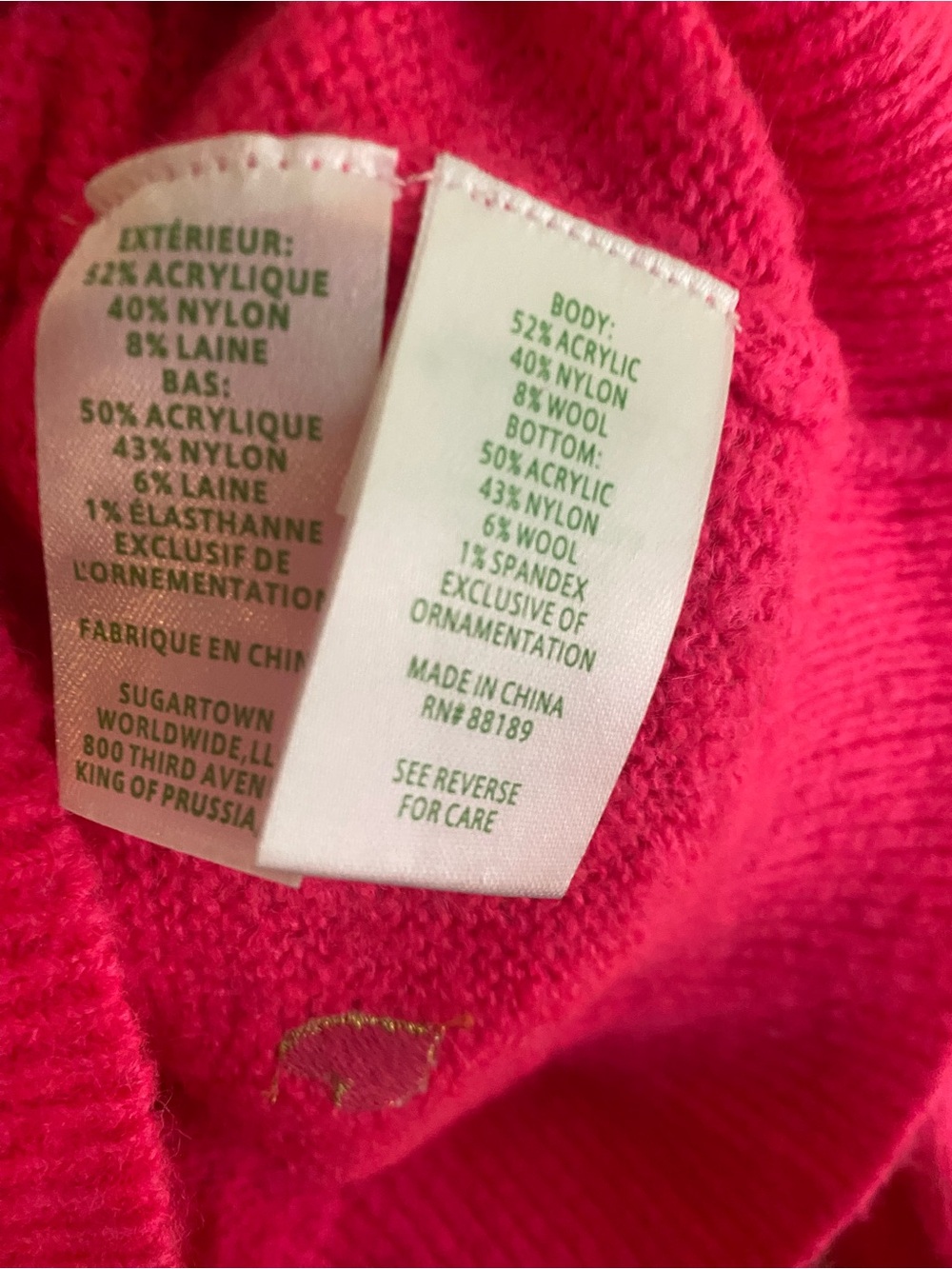 Lilly Pulitzer Hot Pink V-Neck Puff Sleeve Sweater with Gold Hearts - Picture 4 of 6